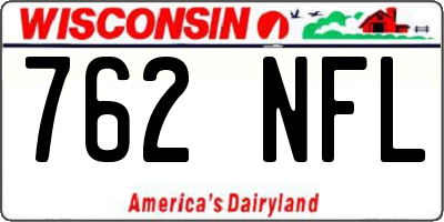 WI license plate 762NFL