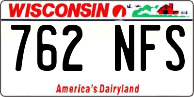 WI license plate 762NFS