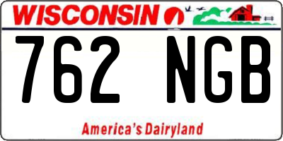 WI license plate 762NGB