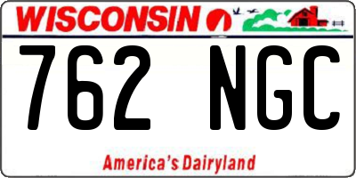 WI license plate 762NGC