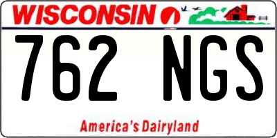 WI license plate 762NGS