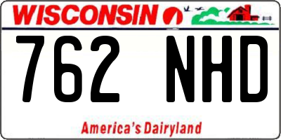 WI license plate 762NHD