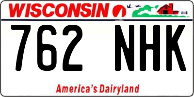 WI license plate 762NHK
