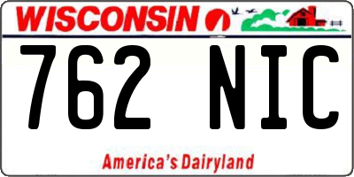 WI license plate 762NIC