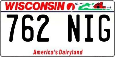 WI license plate 762NIG