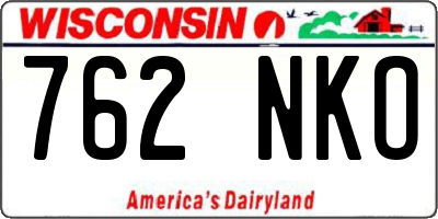 WI license plate 762NKO
