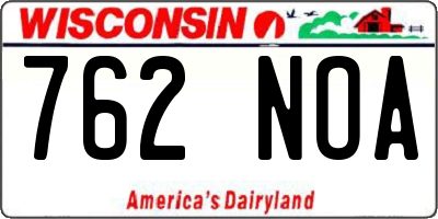 WI license plate 762NOA