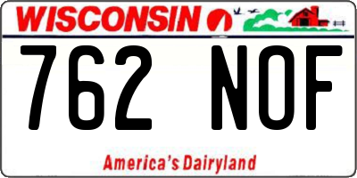 WI license plate 762NOF