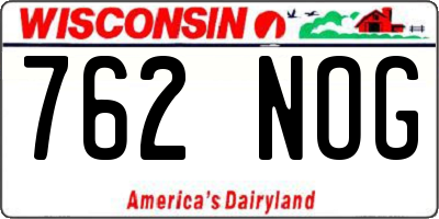 WI license plate 762NOG