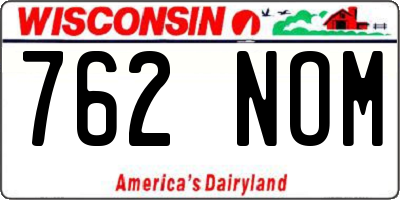 WI license plate 762NOM
