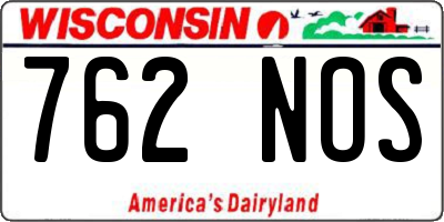 WI license plate 762NOS