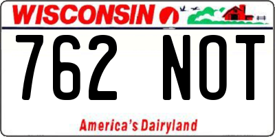 WI license plate 762NOT
