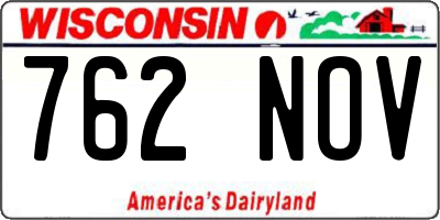 WI license plate 762NOV