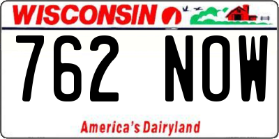 WI license plate 762NOW