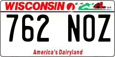 WI license plate 762NOZ