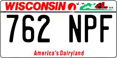 WI license plate 762NPF