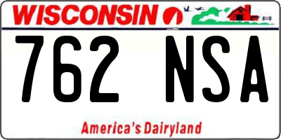 WI license plate 762NSA