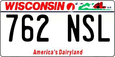 WI license plate 762NSL