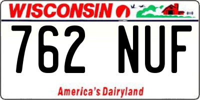 WI license plate 762NUF