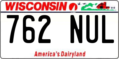 WI license plate 762NUL