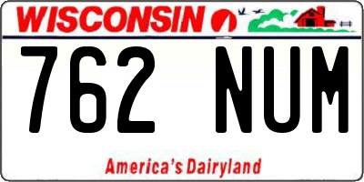 WI license plate 762NUM