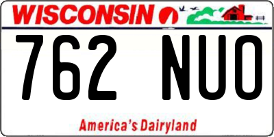 WI license plate 762NUO