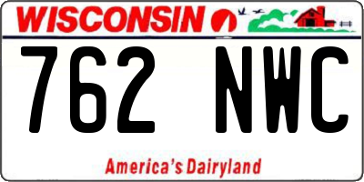 WI license plate 762NWC