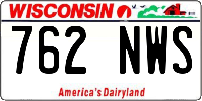 WI license plate 762NWS