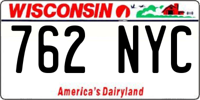 WI license plate 762NYC