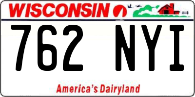 WI license plate 762NYI
