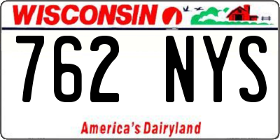 WI license plate 762NYS