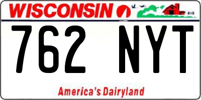 WI license plate 762NYT