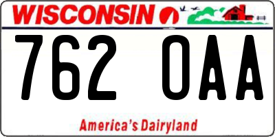 WI license plate 762OAA