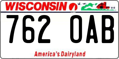 WI license plate 762OAB
