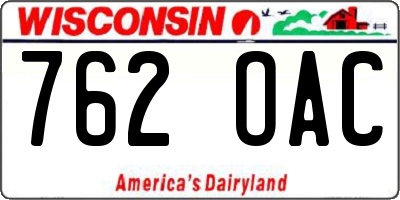 WI license plate 762OAC
