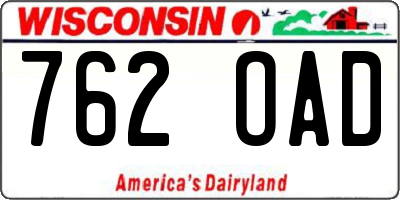 WI license plate 762OAD