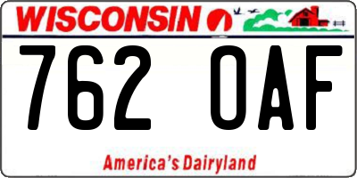 WI license plate 762OAF