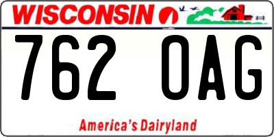 WI license plate 762OAG