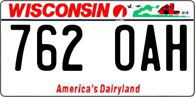 WI license plate 762OAH