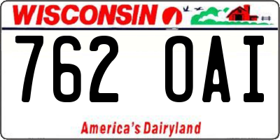 WI license plate 762OAI