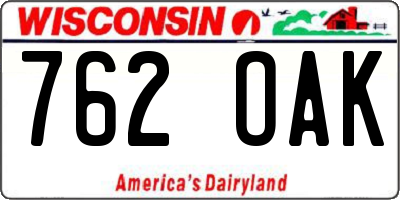 WI license plate 762OAK