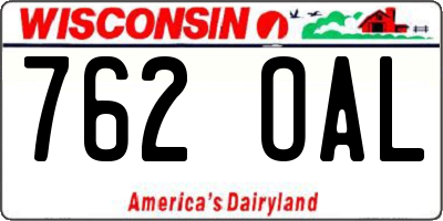 WI license plate 762OAL