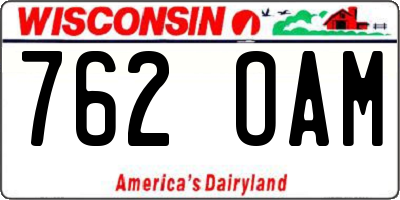 WI license plate 762OAM