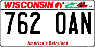 WI license plate 762OAN