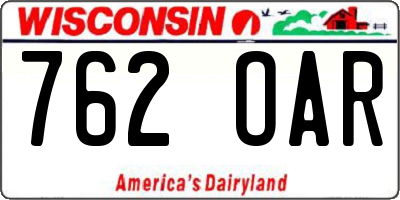 WI license plate 762OAR