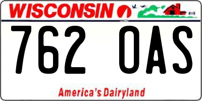 WI license plate 762OAS