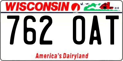 WI license plate 762OAT