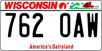 WI license plate 762OAW