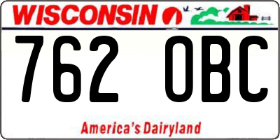 WI license plate 762OBC