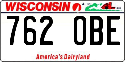WI license plate 762OBE